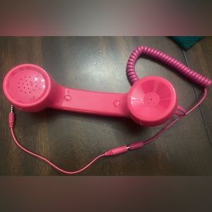 Pink retro wired handset reciever, volume adjustable - landline handset